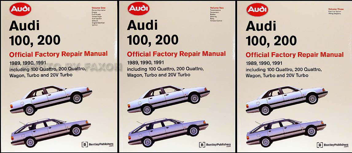 1989-1991 Audi 100 and 200 Repair Shop Manual 3 Volume Set Original