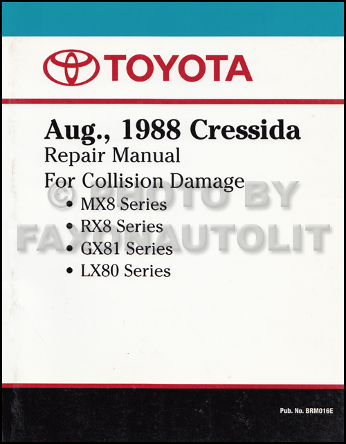 19891992 Toyota Cressida Body Collision Repair Shop Manual Reprint