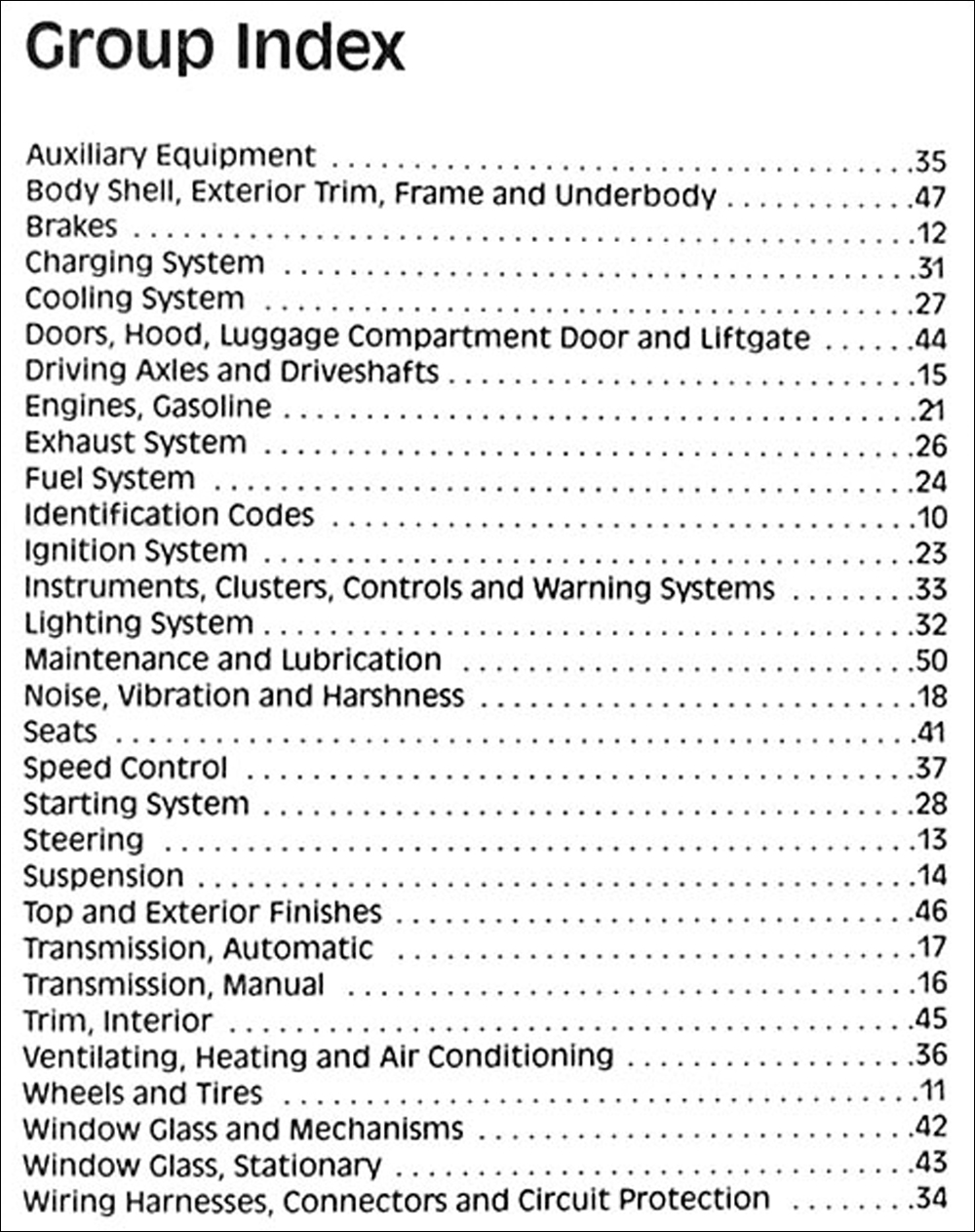 1989 Ford Mustang Repair Shop Manual Original · Table of Contents