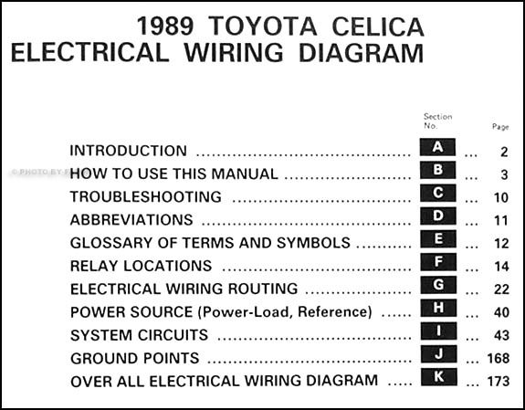 1989 Toyota Celica Wiring Diagram Manual Original