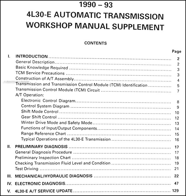 19901993 Isuzu Trooper & Rodeo Auto Transmission Repair Shop Manual Supp.