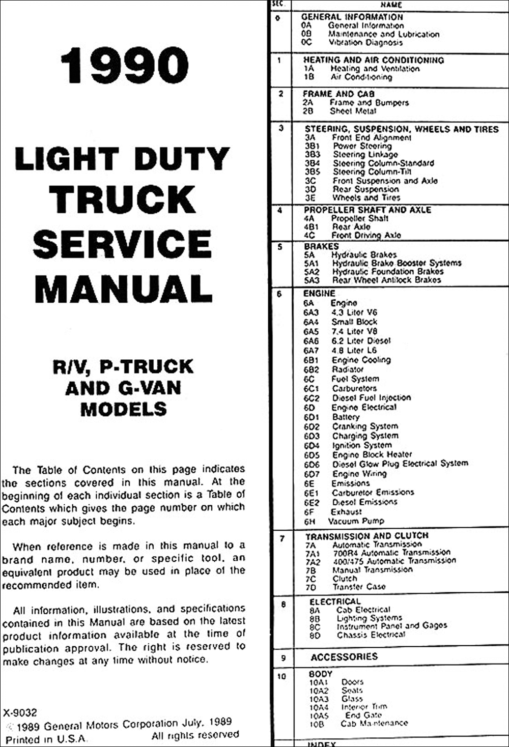 1990 Gmc Truck Repair Shop Manual Original R  V Pickup