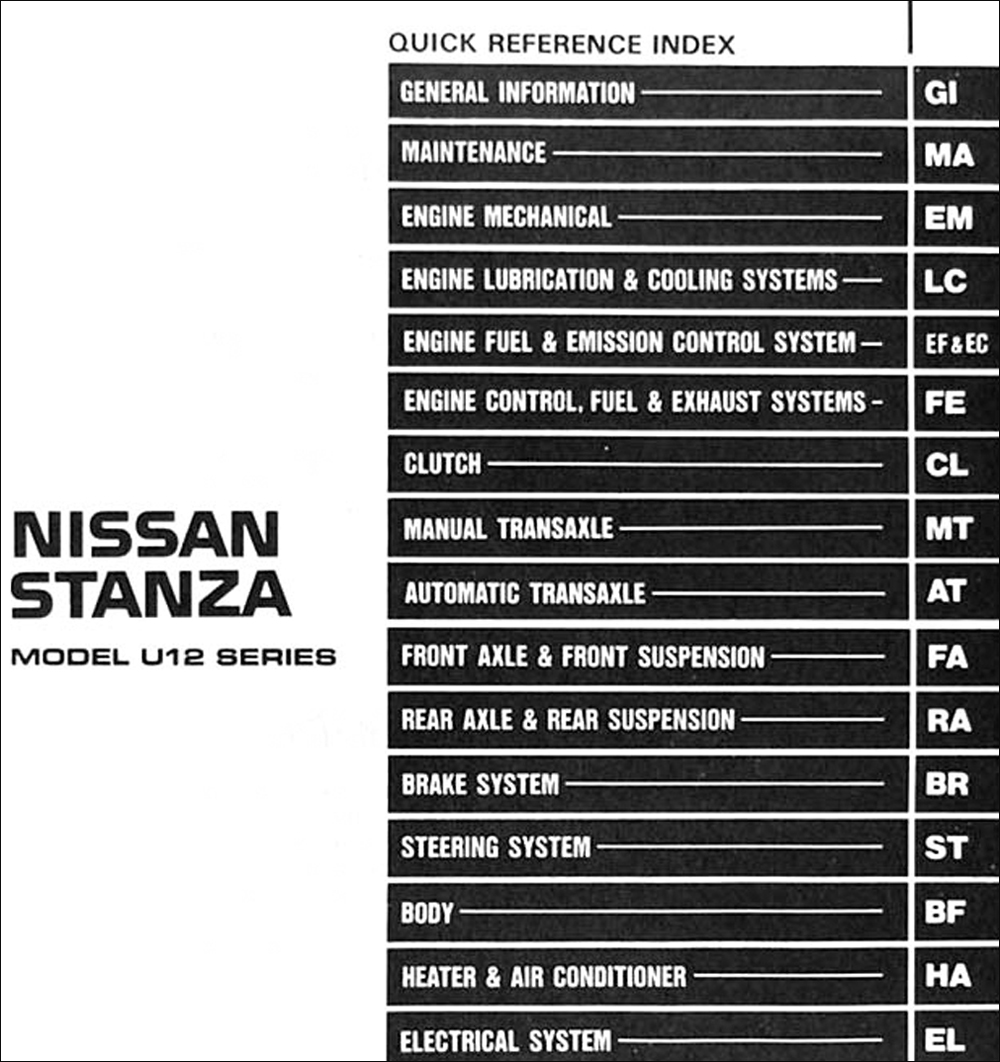 1990 Nissan Stanza Repair Manual Original. click on thumbnail to zoom