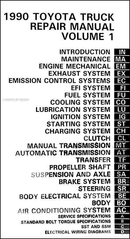 1990 Toyota Truck Repair Shop Manual Set Original