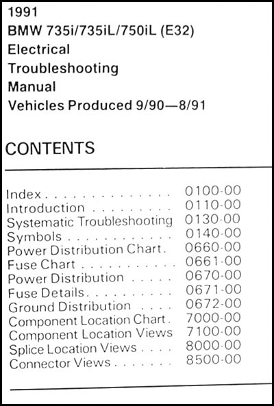 1991 BMW 735i 735iL 750iL Electrical Troubleshooting Manual