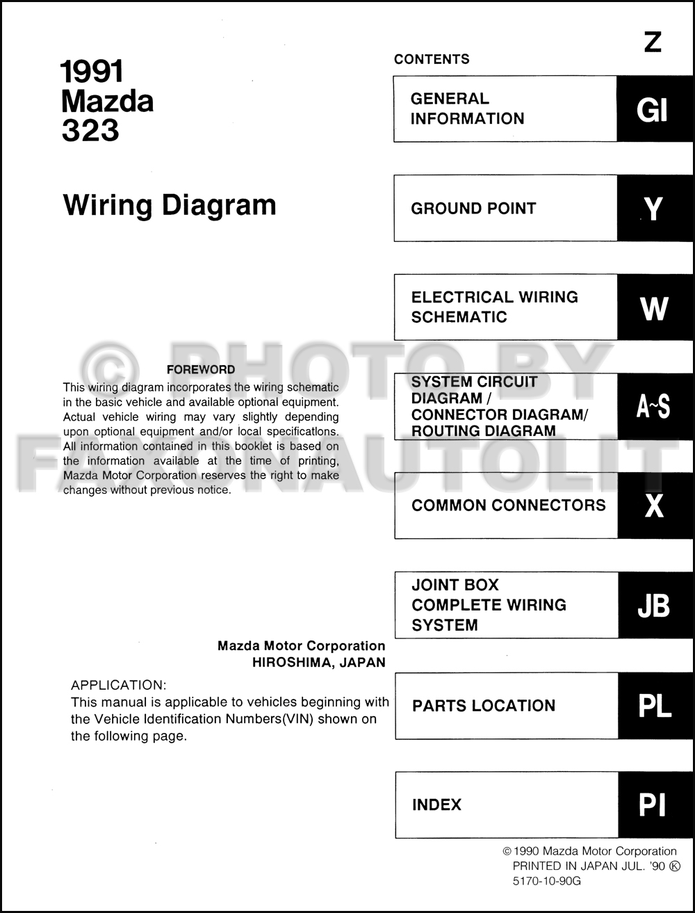 1991 Mazda 323 And Protege Wiring Diagram Manual Original