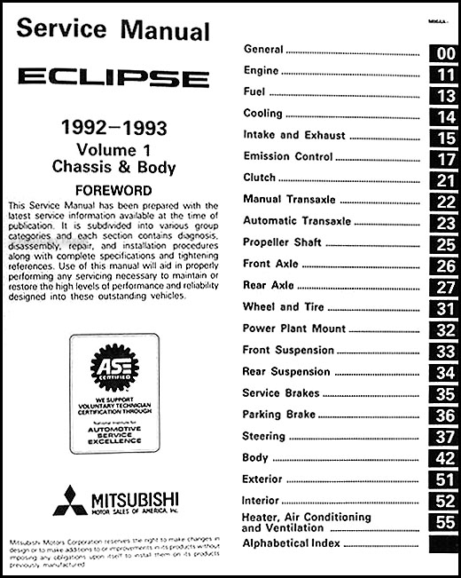 1992-1993 Mitsubishi Eclipse Repair Shop Manual Set Original