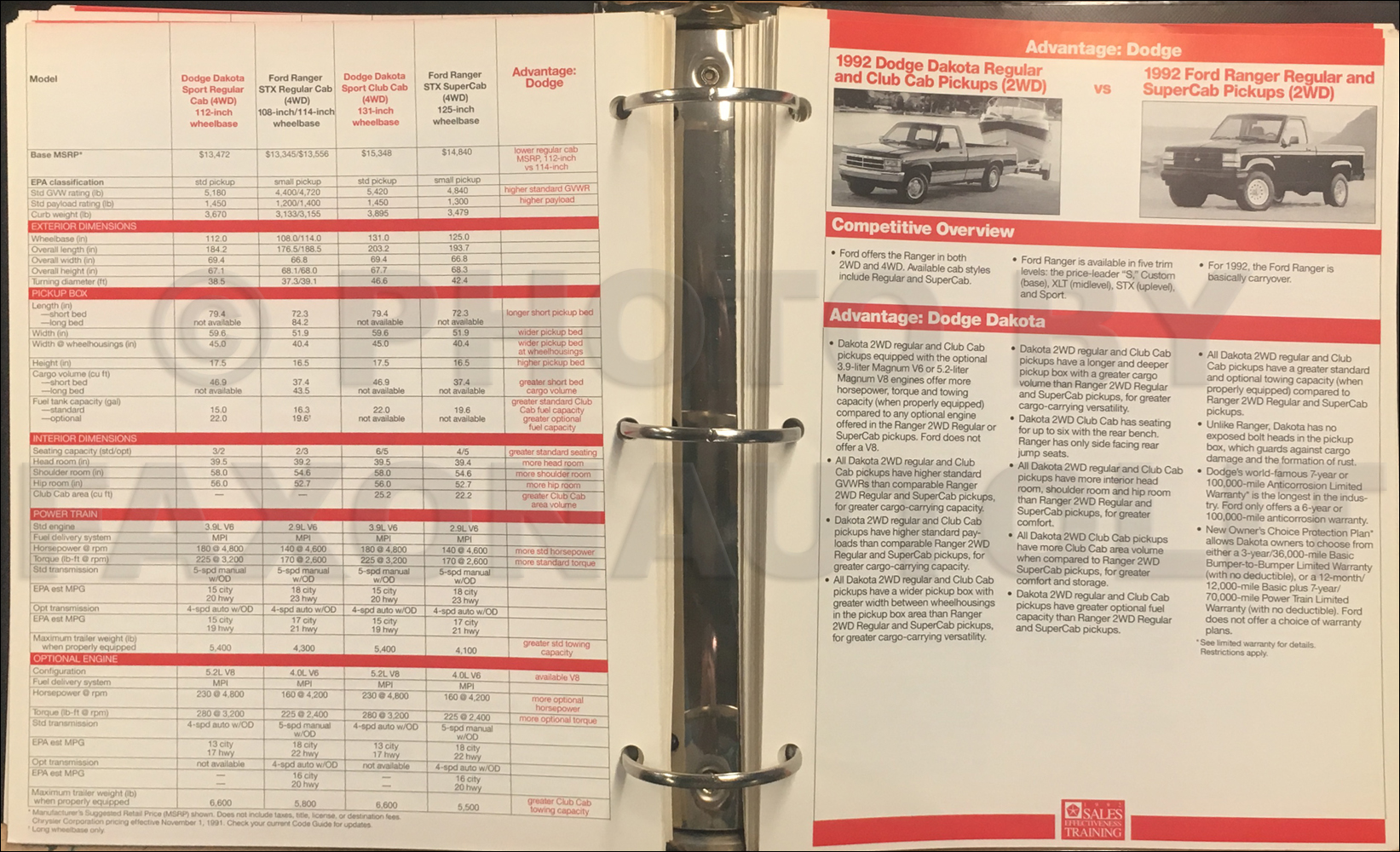 1992 Dodge Competitive Comparison Album