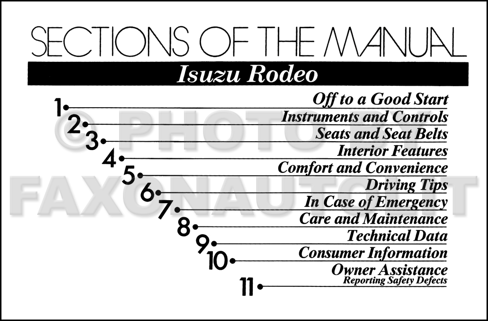 1992 Isuzu Rodeo Owner's Manual Original