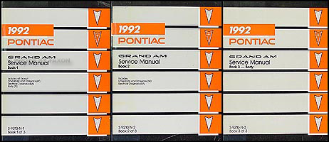 1992 Pontiac Grand Am Repair Shop Manual Original 3 Volume Set