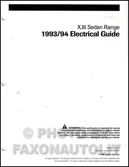 19931994 jaguar xj6 electrical guide wiring diagram original supp