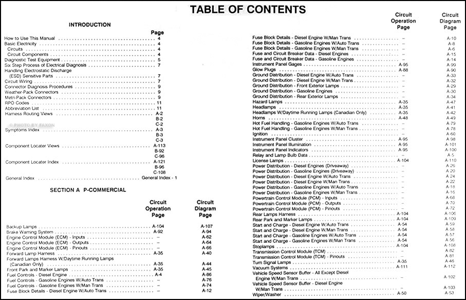 1993 Chevrolet P Motorhome and Forward Control Wiring Diagram Manual