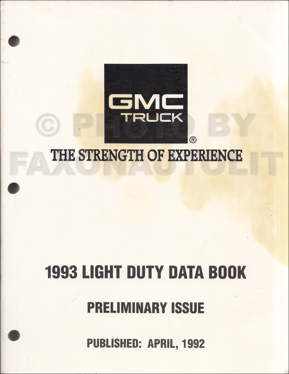 1993 GMC G Van/Vandura/Rally Wiring Diagram Manual Original