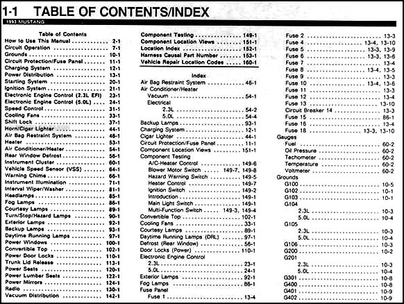 1993 Ford Mustang Electrical & Vacuum Troubleshooting Manual Original