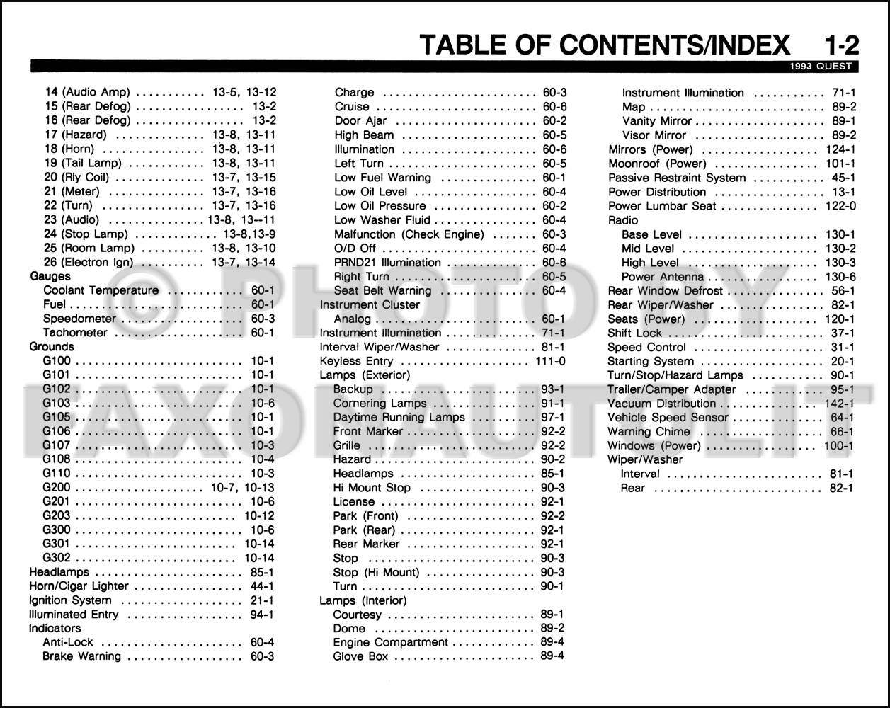 1993 Nissan Quest Electrical Diagnosis Manual Original