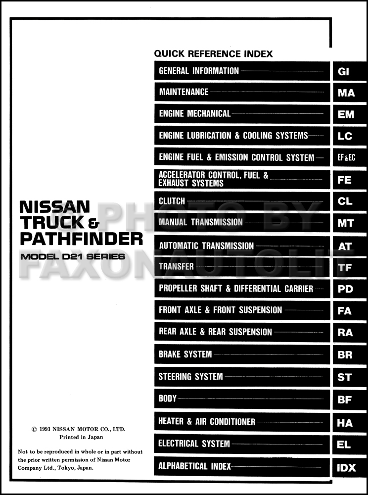 1994 Nissan Pickup Truck and Pathfinder Repair Shop Manual Original