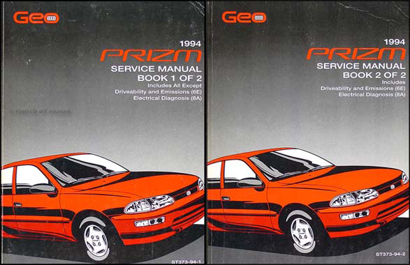 1994 Geo Prizm Repair Shop Manual Original 2 Volume Set