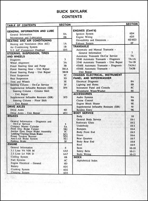 1994 Buick Skylark Repair Shop Manual Original