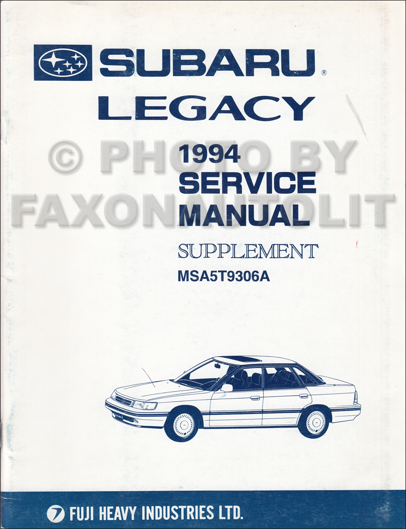 1994 Subaru Legacy Repair Shop Manual Supplement Original