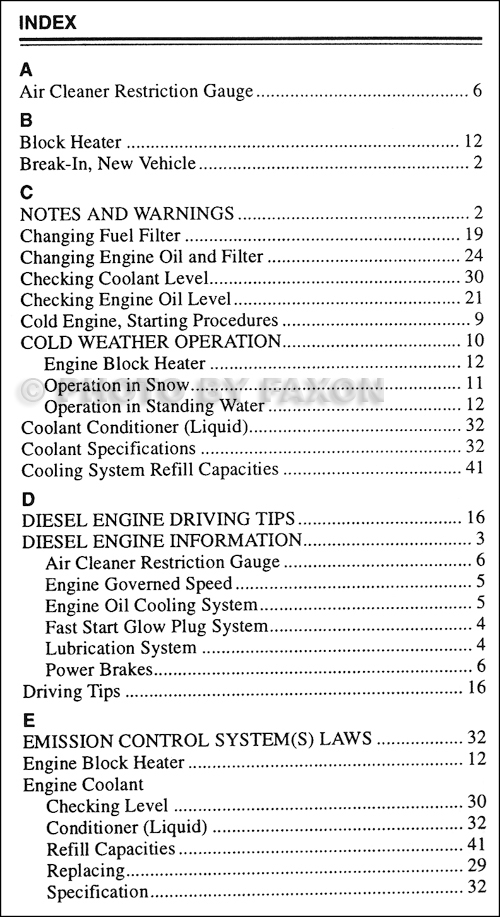 1995-1996 Ford Powerstroke 7.3L Diesel Engine Owner Manual Supplement