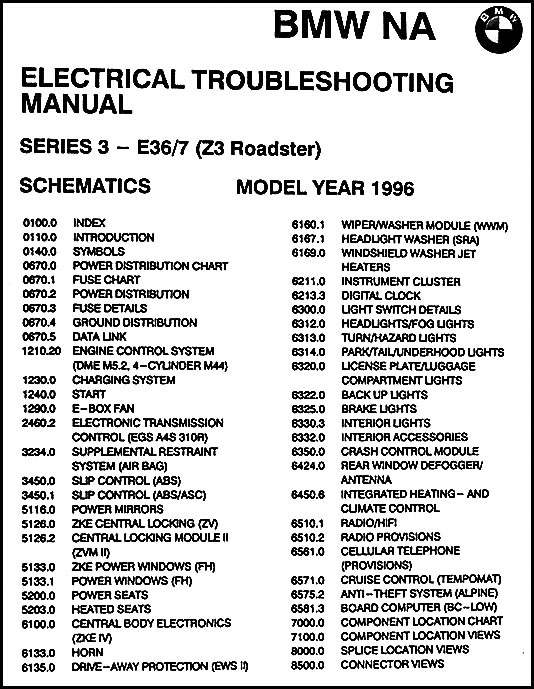 1996 BMW Z3 Roadster Electrical Troubleshooting Manual Original