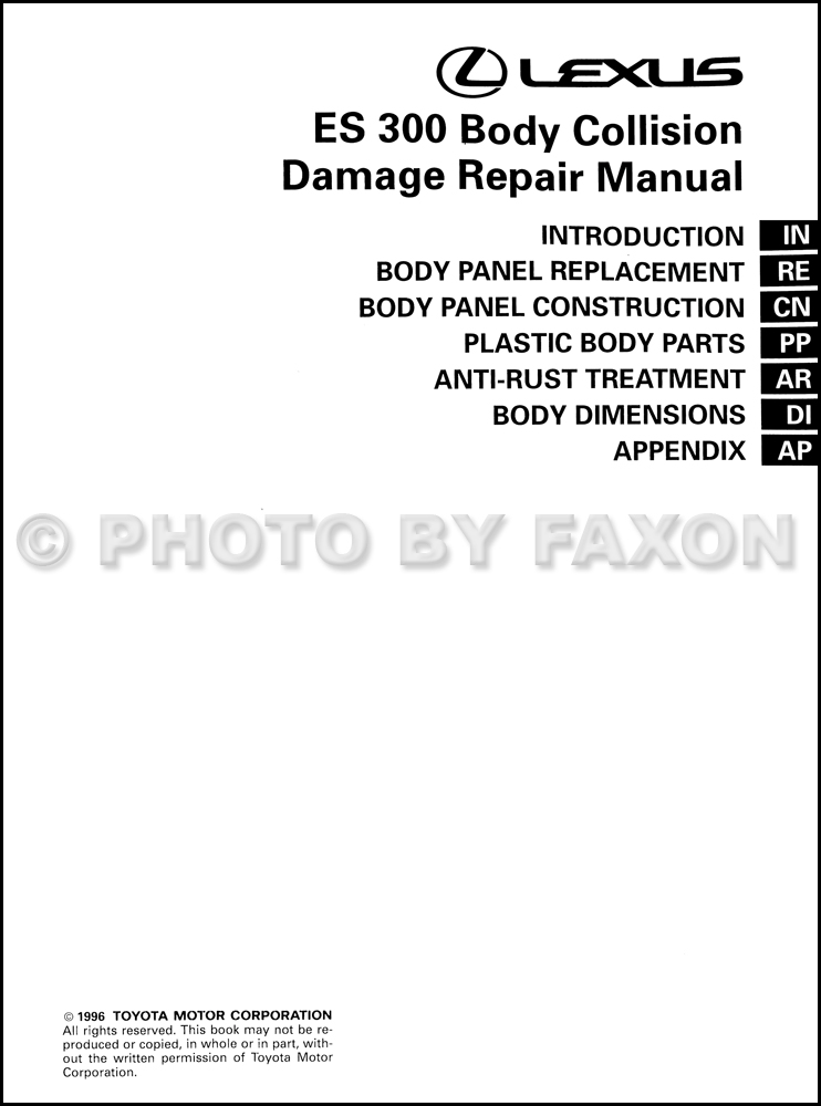 1997-2001 Lexus ES 300 Body Collision Repair Shop Manual