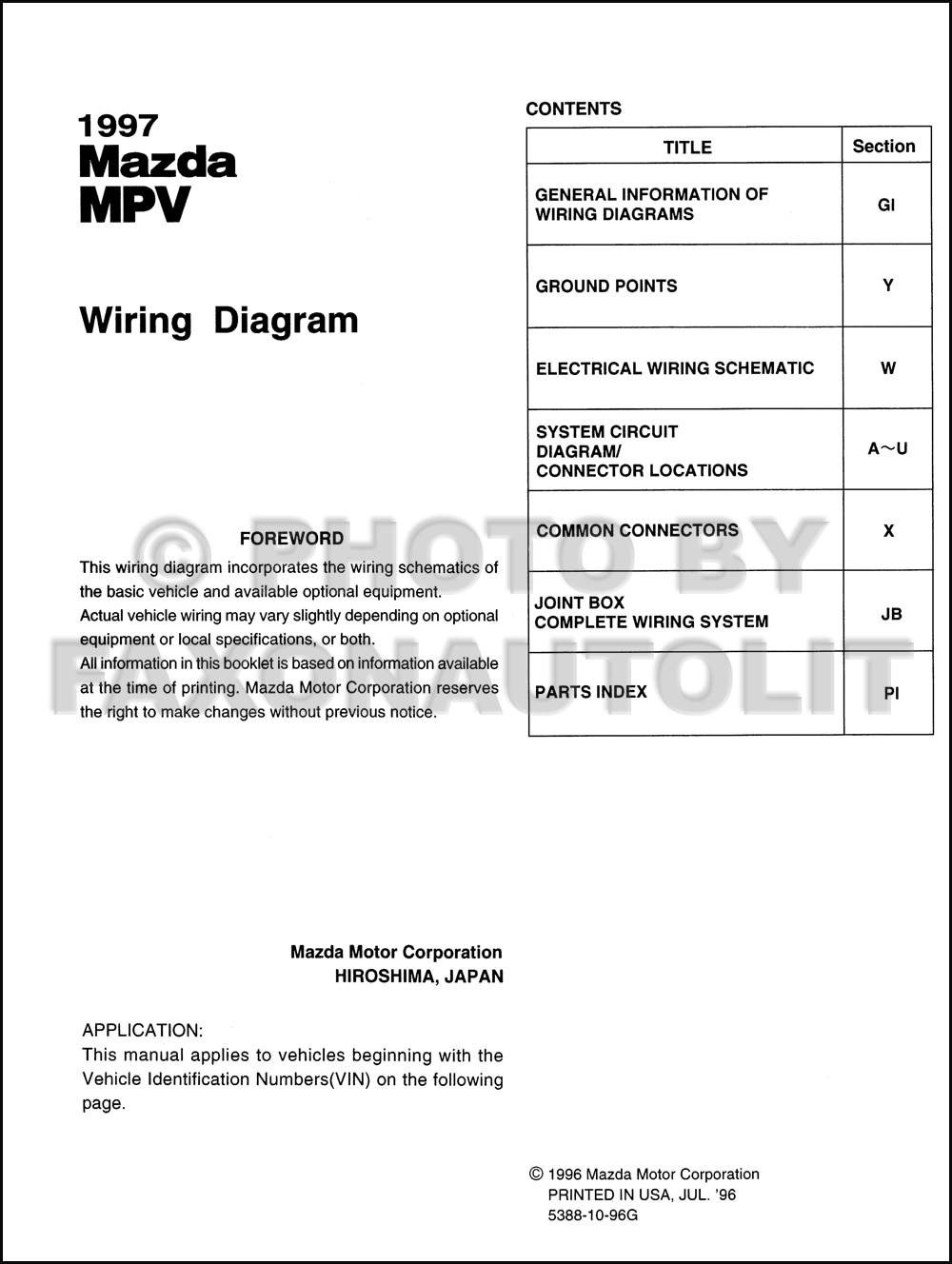 1997 Mazda Mpv Wiring Diagram Manual Original