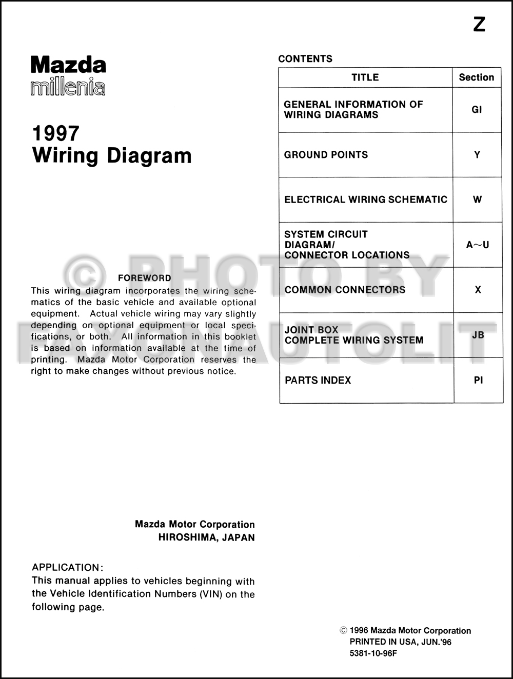 1997 Mazda Millenia Wiring Diagram Manual Original mazda millenia starter wiring 