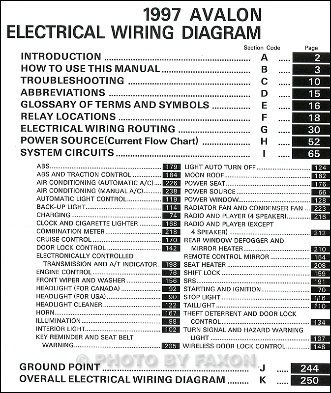 1997 Toyota Avalon Wiring Diagram Manual Original