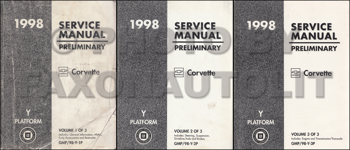 1998 Chevrolet Corvette Repair Manual Original 3 Volume Set