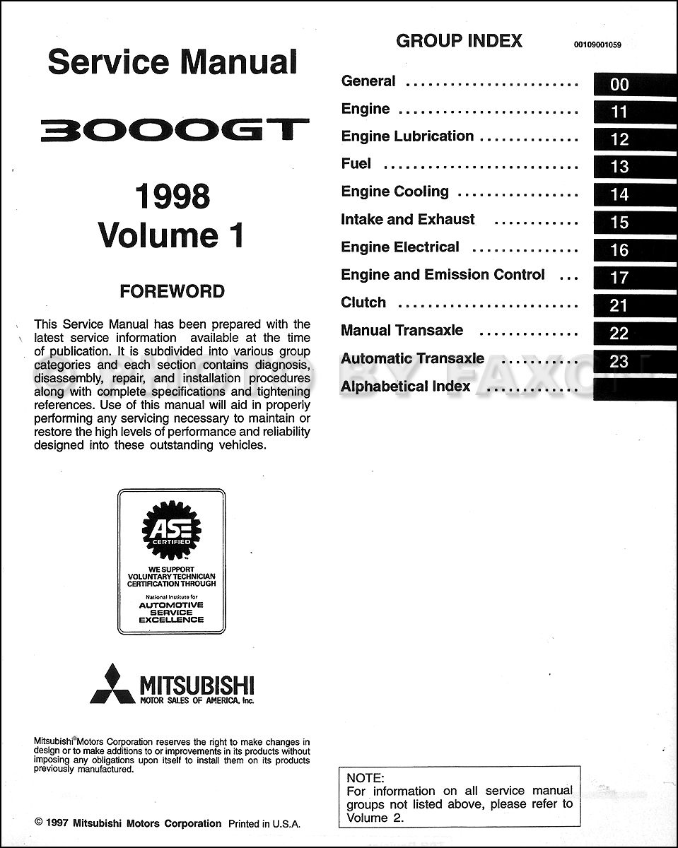 1998 Mitsubishi 3000GT Original Repair Shop Manual Set