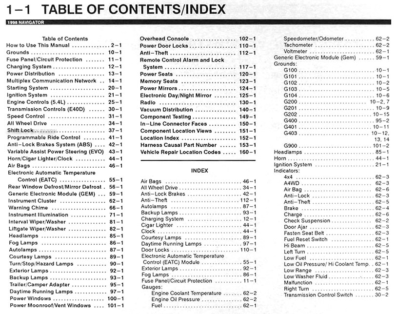 1998 Lincoln Navigator Electrical and Vacuum Troubleshooting Manual