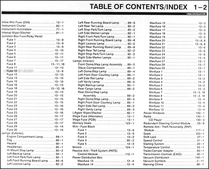 1998 Lincoln Navigator Electrical and Vacuum Troubleshooting Manual