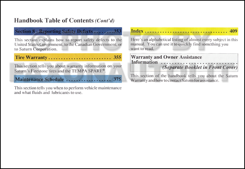 1998 saturn owner s manual original