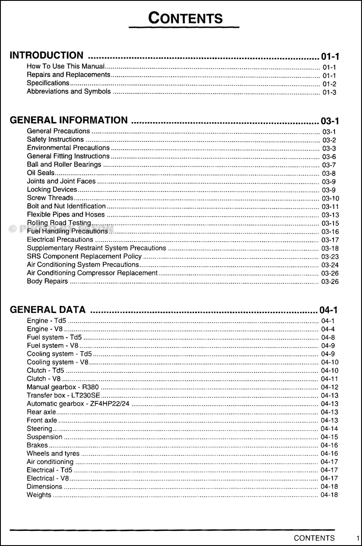 19992003 Land Rover Discovery Series II Repair Shop Manual Reprint