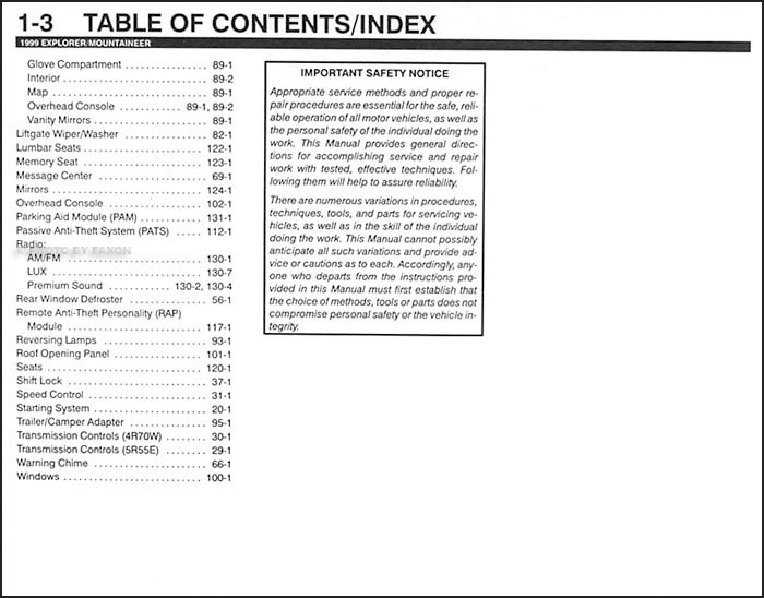 1999 Ford Explorer Mercury Mountaineer Wiring Diagram Manual Original