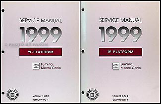 1999 Chevy Lumina Monte Carlo Repair Shop Manual Original 2 Volume Set