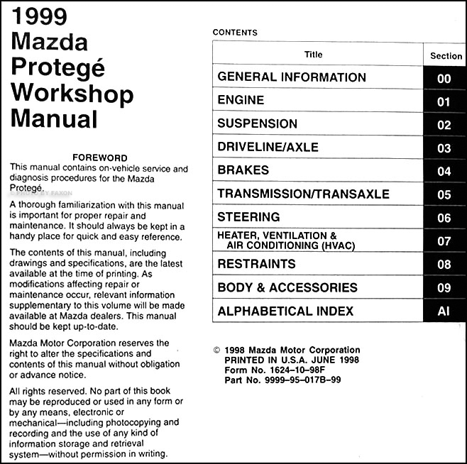 1999 Mazda Protege Repair Shop Manual Original 2003 mazda protege5 stereo wiring diagram 