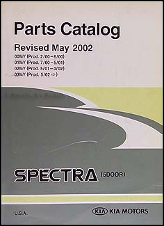 2000-2003 Kia Spectra 5-door Parts Book Original