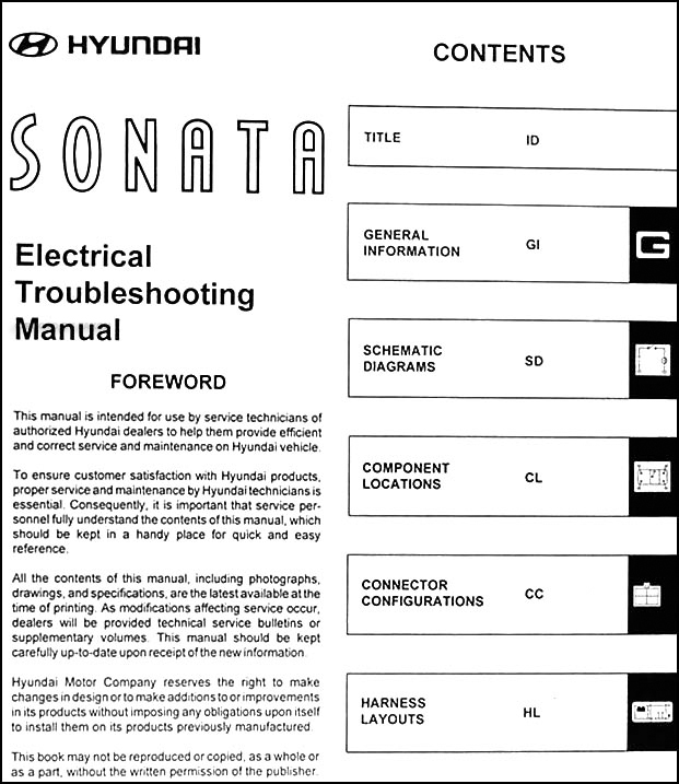 2000 Hyundai Sonata Electrical Troubleshooting Manual Original