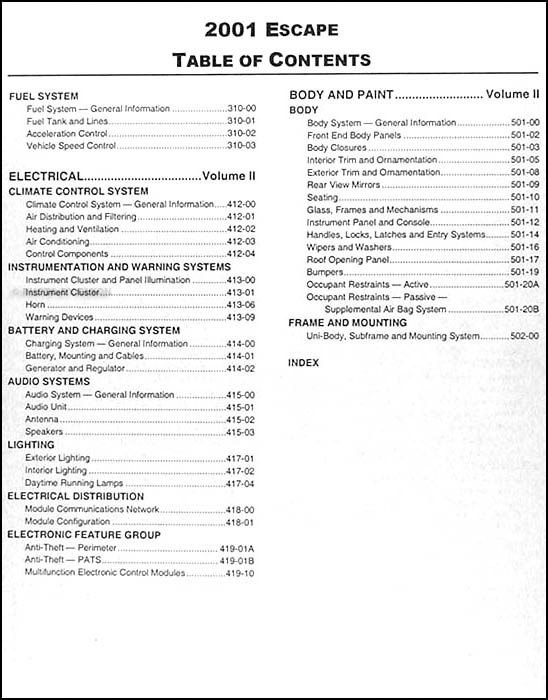ford escape service manual pdf