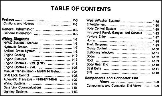 2001 Cavalier  U0026 Sunfire Wiring Diagram Original