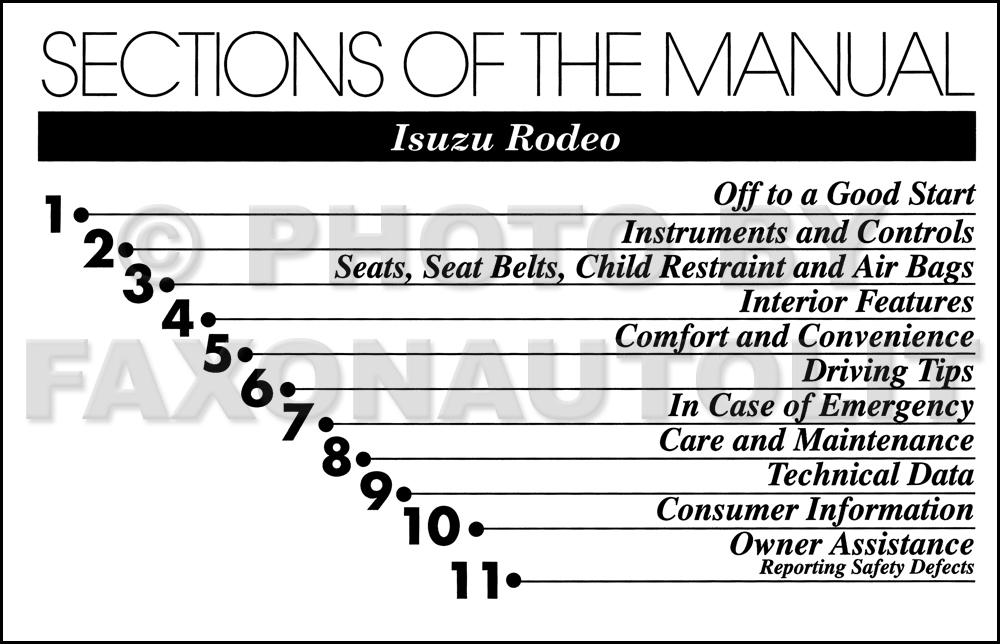 2001 Isuzu Rodeo Owner's Manual Original