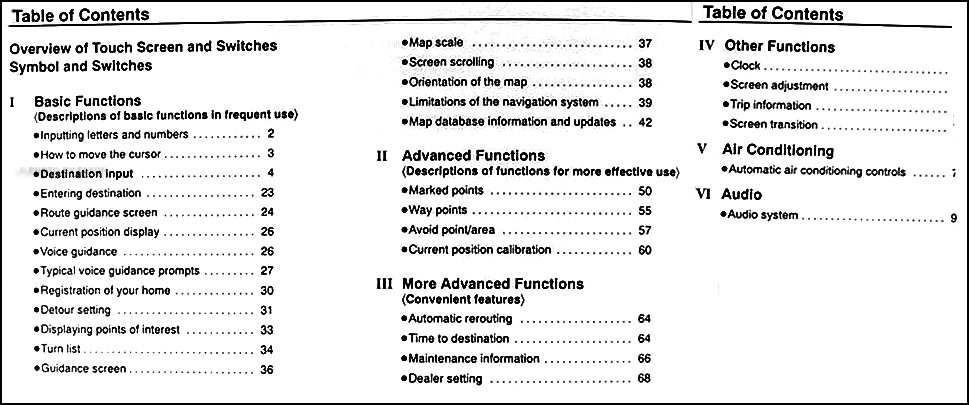 2001 Lexus RX 300 Navigation System Owners Manual Original