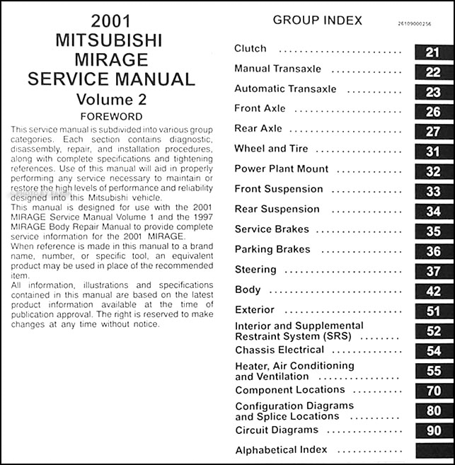 2001 Mitsubishi Mirage Repair Shop Manual Set Original