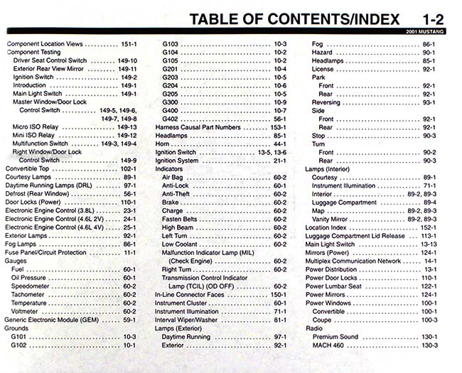 2001 Ford Mustang Wiring Diagram Manual Original