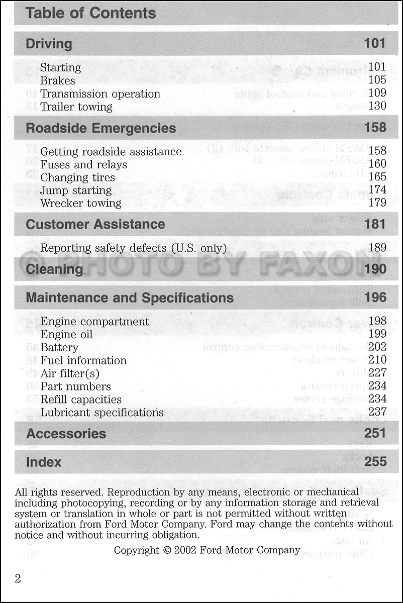 2002 Ford Super Duty Owner's Manual Original F250 F350 ... 2002 ford super duty fuse panel diagram 