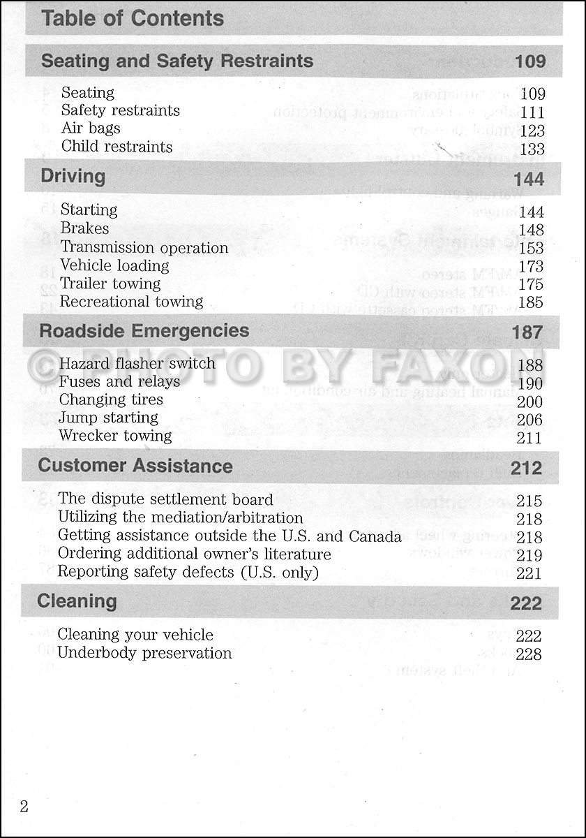 2002 Ford Ranger Owner's Manual Original