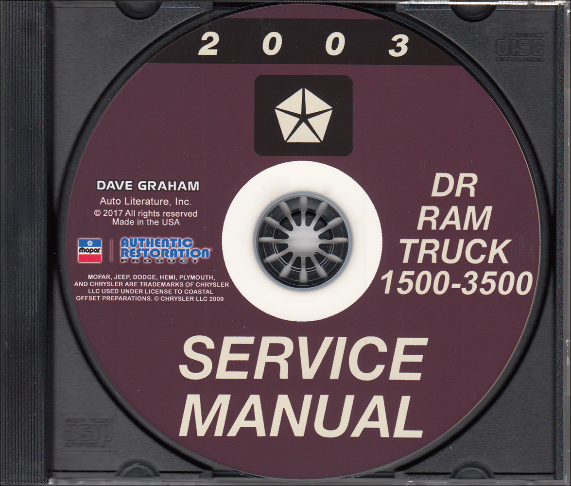 2003 Dodge Ram 1500-3500 Truck Repair Shop Manual CD-ROM Reproduction