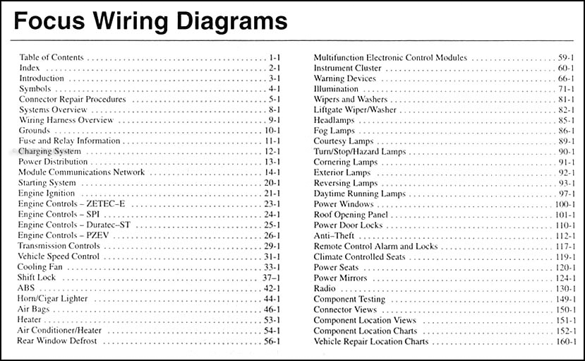 2003 Ford Focus Wiring Diagram Manual Original